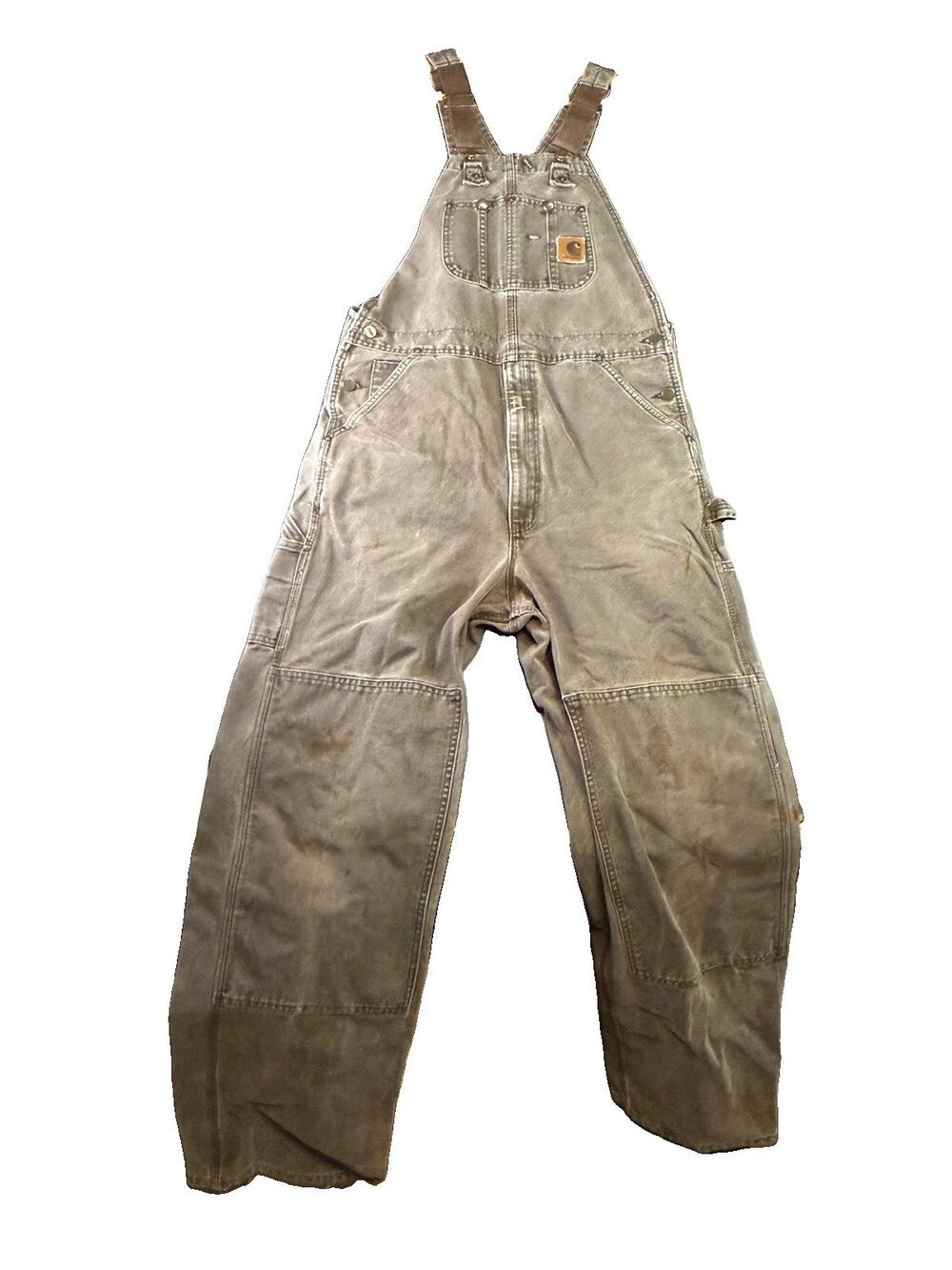 VTG Carhartt Overalls Men’s 34x34 R06 CHT Brown Double Knee USA Workwear Bib